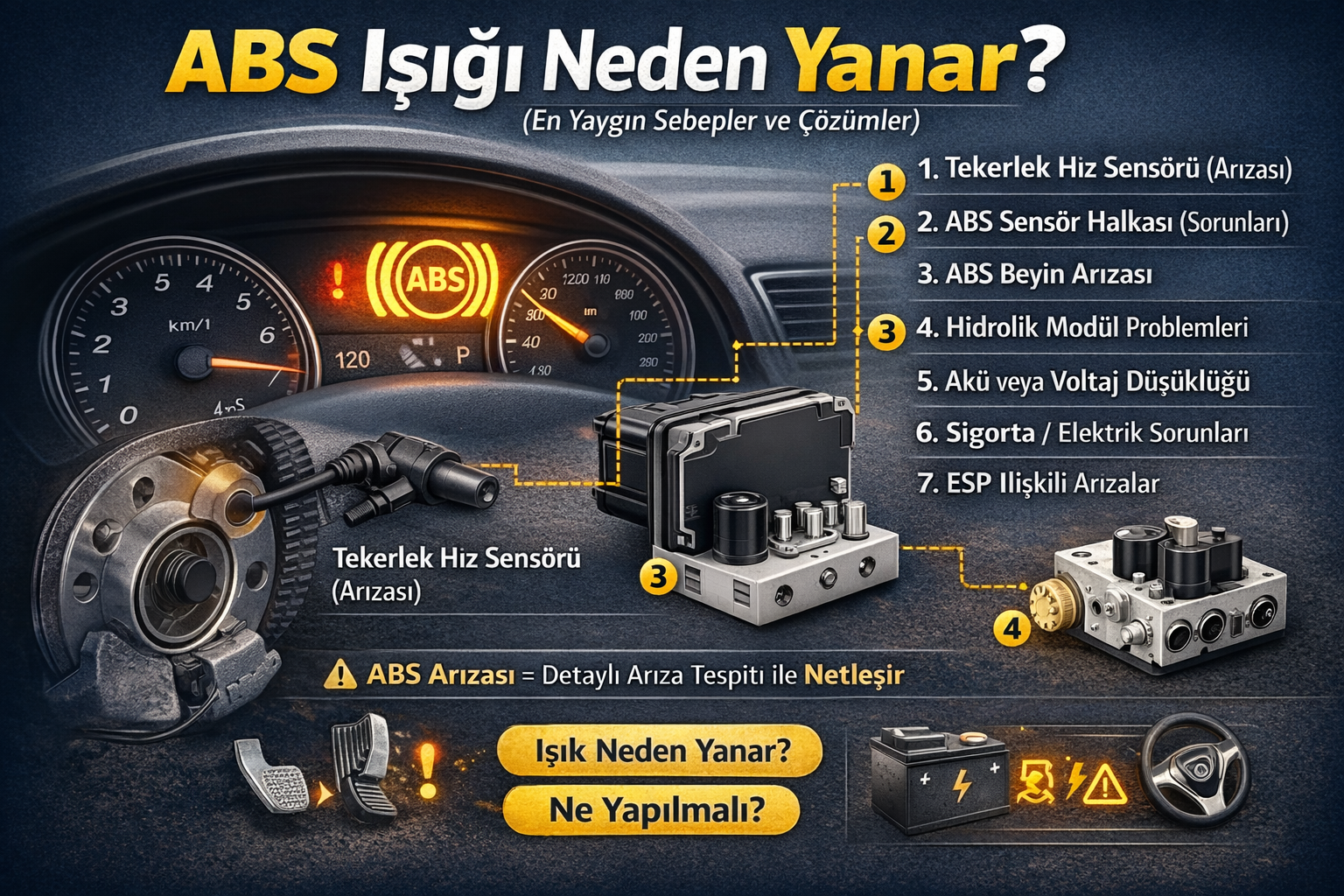 abs ışığı neden yanar ne yapılmalı